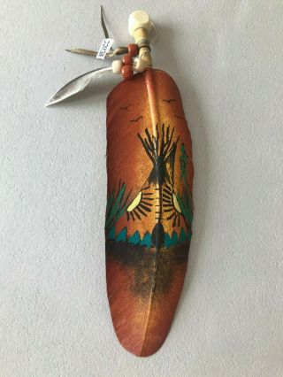 Hand Painted Feather,  Arts & Crafts,  Southwest Art,  Santa Fe Style,  Tee Pee