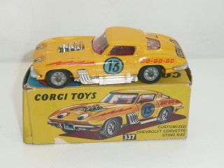 Corgi Toys 337 Customized Chevrolet Corvette Sting Ray Vnrmint Boxed