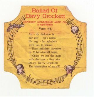 The Ballad Of Davy Crockett Bread Label 4 1950 