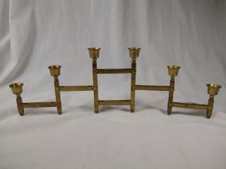 Vintage Mid Century Modern Brass Articulated Folding Graduated Candle Holder Pwf