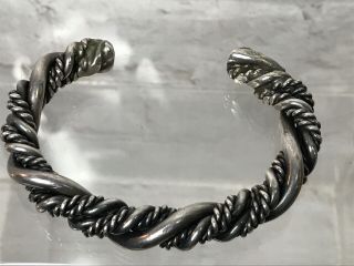 Huge Vintage Navajo Sterling Silver Braided Twisted Rope Cuff Bracelet Heavy 75g