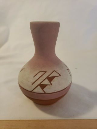 Vintage Native American Indian Pottery Southwest Small Vase Signed Sioux