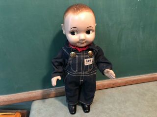Vintage Buddy Lee Doll Union Made Denim Overalls 1950s Composition