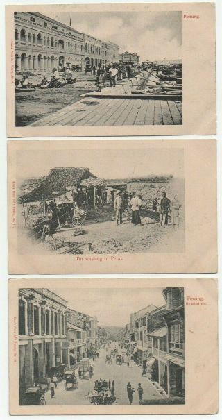 Old Postcards Penang Tin Washing Etc Malaya / Singapore Vintage 1900 - 05