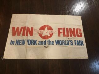 Vintage 1950’s Flying A Gasoline Cloth Banner Rare 54x34