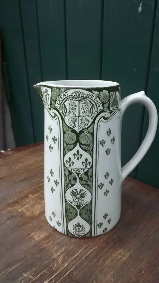 Vintage " A Memento Of The Great War 1914 - 1915 " Tall Pitcher Jug Liberty Style