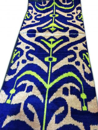 Uzbek Pure Silk Ikat Handcrafted Abr Velvet Fabric Bakhmal By Meter R045