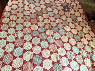 Antique Hand Made Great Color Quilt Size 64 X 78 Inches