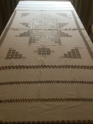 Extra Large Vintage White Tablecloth 95 X 80”