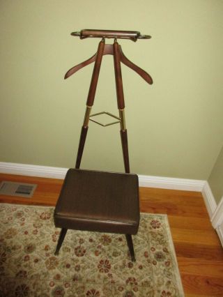Vintage Spiegel Mid Century Valet Butler Chair Suit Rack Stand W Padded Seat