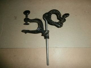 2 Vintage Machinists ? Thumb Screw C Clamps Sliding On Steel Rod