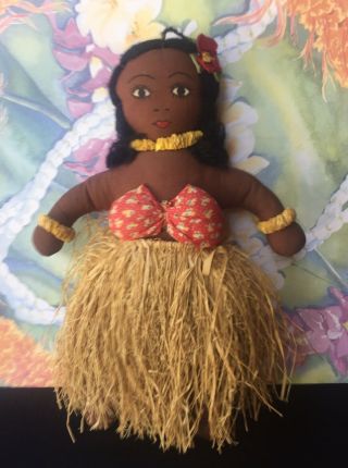 Vintage Hawaiian Hula Cloth Doll Hawaii Souvenir Rare