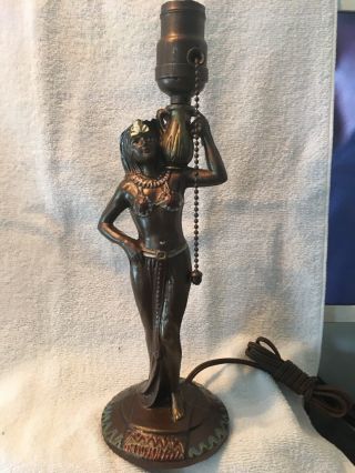 Art Deco Egyptian Revival Nude Lady Lamp 1930s Frankart,  Nuart,  Bronzeart,