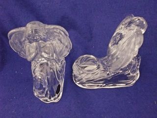24 Clear Lead Crystal Set Of 2 Praying Kneeling Angel Candle Votive Holders Usa