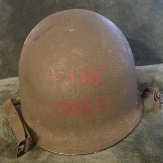 Ww2 Us Army M1 Helmet Swivel Bale Front Seam,  " Fire Control " Westinghouse Liner