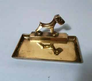 Art Deco Brass Terrier Card Tray - Hagenauer Style