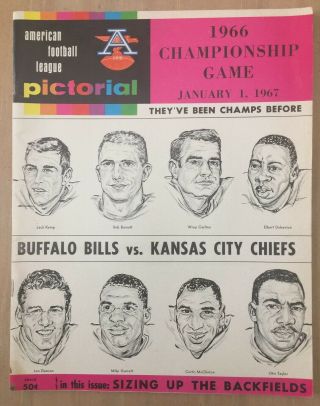 Vintage 1966 Afl Nfl Championship Program Kansas City Chiefs @ Buffalo Bills