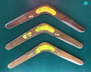 3 Wooden Boomerangs 55cm Aboriginal Art Made in Australia 2