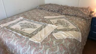 Vintage J.  P.  Stevens Louis Nichole Comforter Bedspread Set Reversible Usa