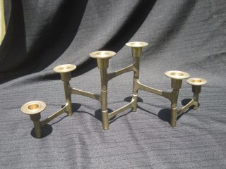 Vintage Mid Century Modern Brass Articulating Six Taper Candle Holder Candelabra
