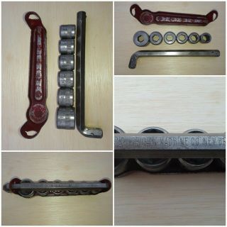 Vintage 6 Piece Britain Machine Co.  Socket Set Made In Usa Handle Lock