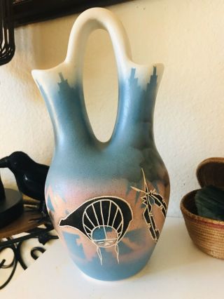 Vintage Native American Pottery - Navajo Wedding Vase - Signed