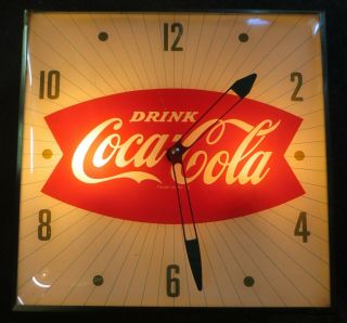 Vintage 1960s DRINK COCA - COLA Advertising Light Up Electric Wall PAM CLOCK 2
