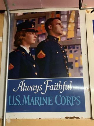Vintage Vietnam War Era Us Marine Corps Military Metal Recruiting Poster