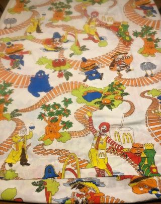 Vintage Mcdonalds Flat,  Fitted Bed Sheets Twin Size Ronald Mcdonald 1976 Sears