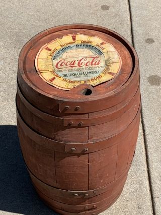 Vintage Antique Coca - Cola Wooden 10 Gallon Syrup Keg/ Barrel Sign