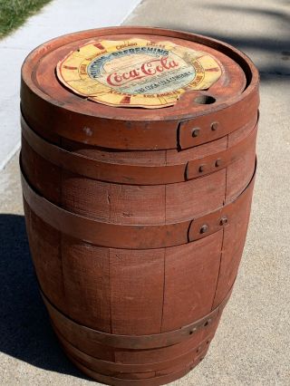Vintage Antique Coca - Cola Wooden 10 Gallon Syrup Keg/ Barrel Sign 2