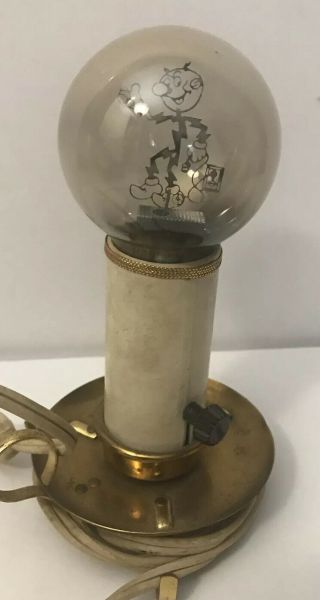 Rare 1940’s Reddy Kilowatt Aerolux Figural Filament Light Bulb With Lamp -