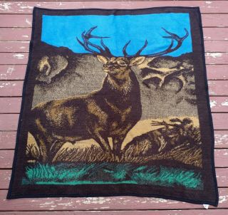 Vintage San Marcos Elk Deer Wildlife Hi - Pile Reversible Throw Blanket 80 " X 60”