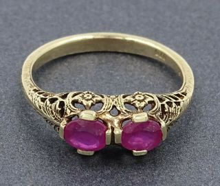 Vintage Ladies 9ct 375 Yellow Gold & Ruby Ring - Engagement/wedder