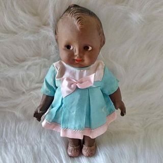 Vtg Composition Doll African American Black Jointed