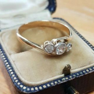 Stunning Antique 18 Ct Gold Diamond Trilogy Ring 2,  5 G