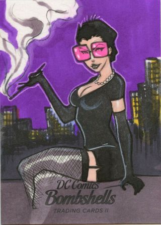 Dc Comics Bombshells Ii Catwoman Artist Proof Sketch Card René Córdova