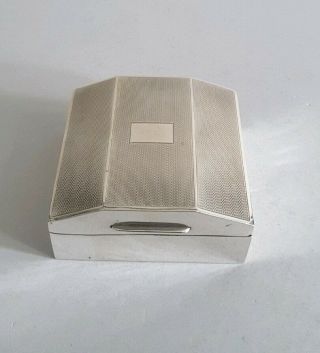 Small,  Deco Shape & Vintage Solid Silver Cigarette Box.  250gms.  Inc Birm.  1932.