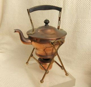 Antique Arts And Crafts Copper & Brass Spirit Kettle,  Design & Linears