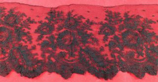 Victorian Antique Black Chantilly Lace Dress Trim Fabric Yardage 1 1/2 Yards