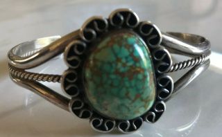 Gorgeous Vintage Navajo Spiderweb Turquoise & Sterling Silver Cuff Bracelet