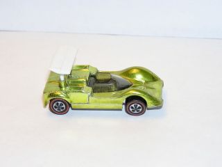 1969 Hot Wheels Redline Chaparral 2g Tuf Lime Yellow W Real Wing Pretty Gp Sc