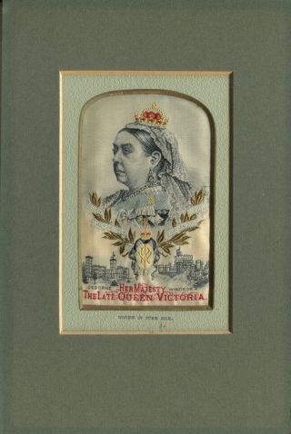Early 1900s Stevengraph T.  Stevens Silk Woven Picture " Late Queen Victoria "