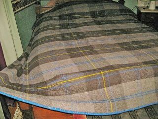 Vintage Soft Wool Grey Plaid Throw Blanket 80 X 74 Camp Blanket Throw