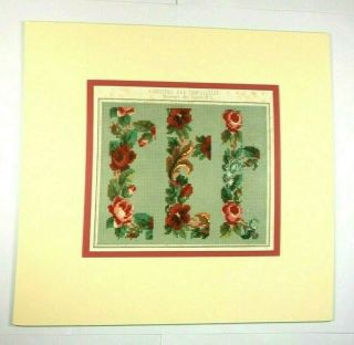 Antique Berlin Woolwork 19th century.  PRINTED chart - 3 - Floral Borders 2