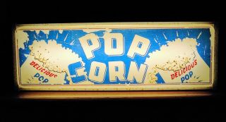 Vintage Delicious Pop Corn Popcorn Lighted Sign 1950s Old Movie Theater Display