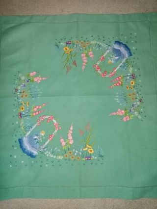 Vintage Hand Embroidered Tablecloth Crinoline Lady 32 " X 34 "