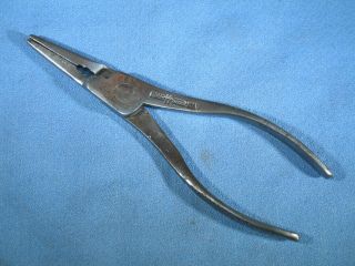 Vintage Forge H Steel 6 - 1/4 " Long Thin Nose Pliers W/pattern Grips Made In Usa