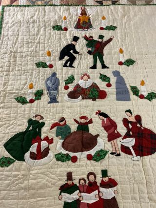 Vintage Hand Stitched & Quilted AppliquÉ A Christmas Carol Christmas Quilt