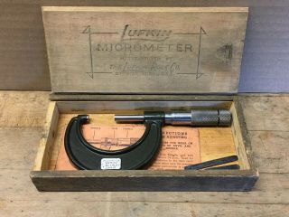 Vintage Lufkin No 1912v 1 - 2 " Micrometer W/box And Pamphlets Adjustment Tool Usa